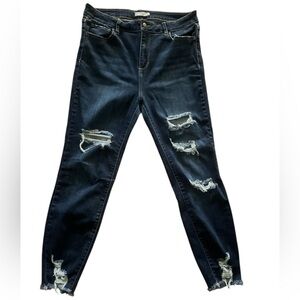 Cello Dark Blue Distressed Skinny Jeans